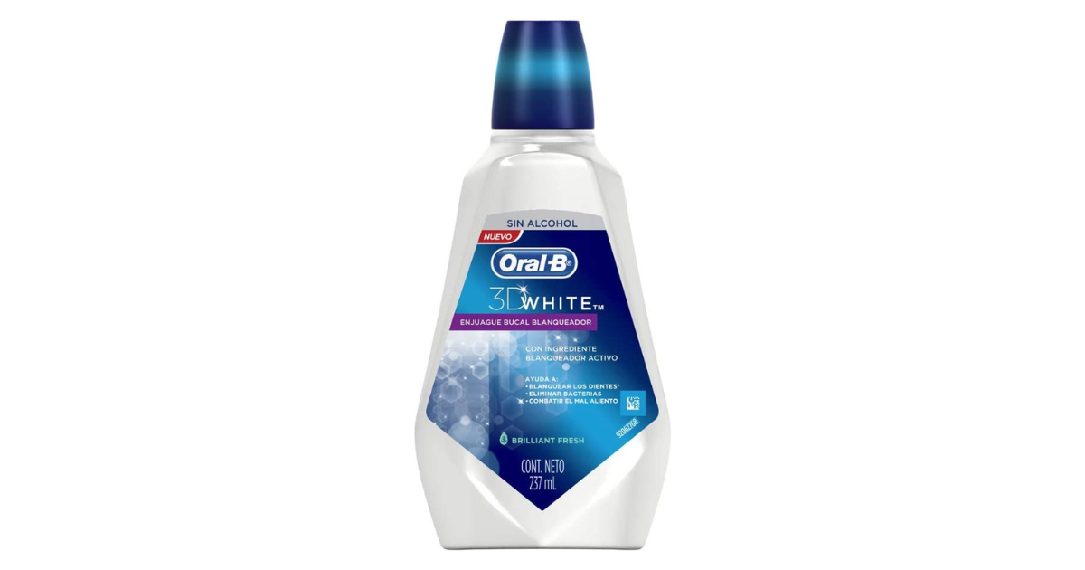 Oral-B Enjuague Bucal sin Alcohol 3D White Brilliant Fresh, 473 ml